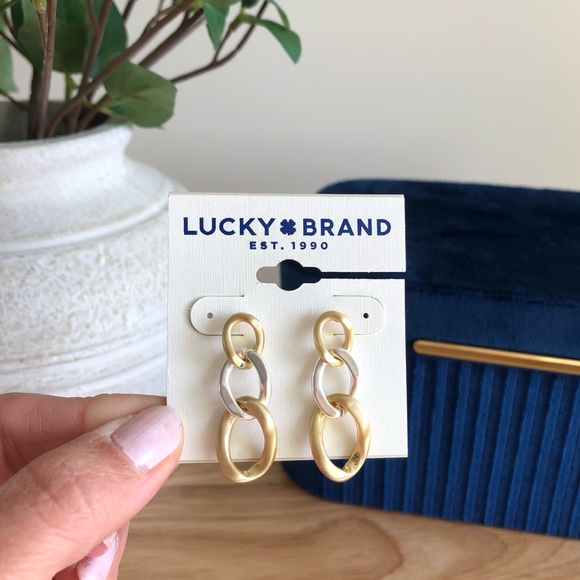 Lucky Brand Chain Link Earrings Gold and Silver - Picture 6 of 15